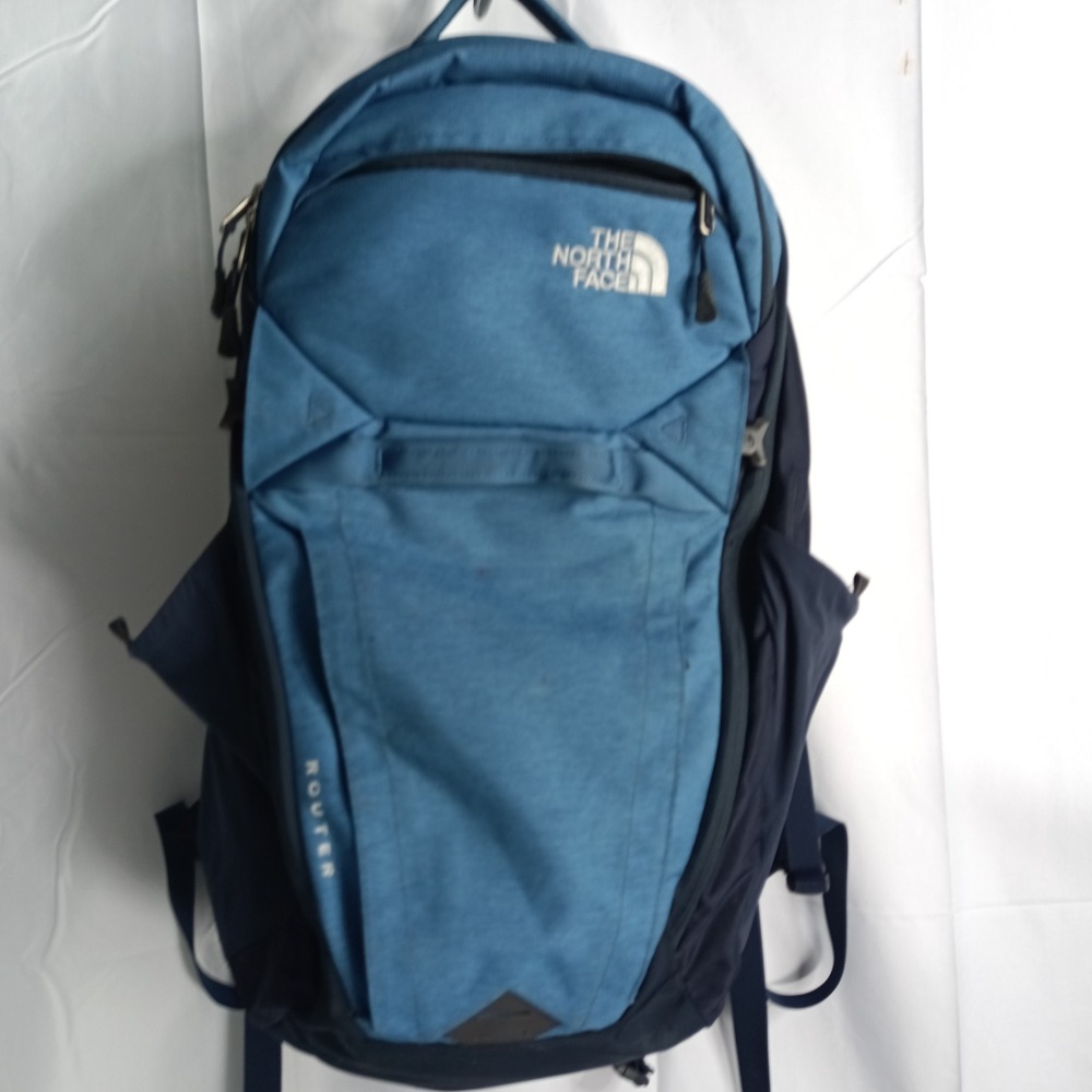 The North Face Router Backpack Blue Navy Laptop Travel Bag s12